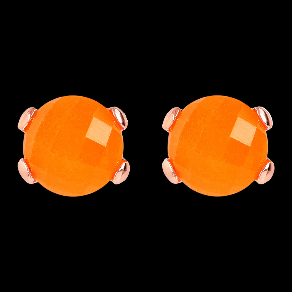 BRONZALLURE ORANGE CHALCEDONY STUD EARRINGS