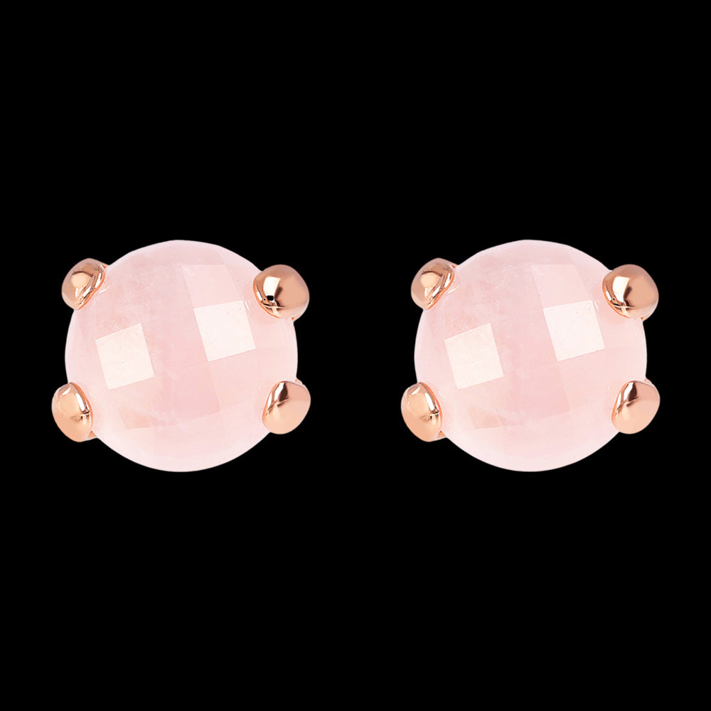 BRONZALLURE ROSE QUARTZ STUD EARRINGS