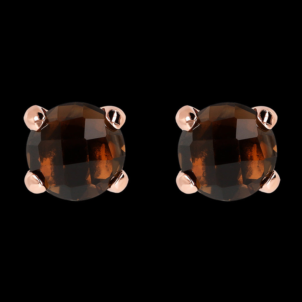 BRONZALLURE SMOKEY QUARTZ STUD EARRINGS