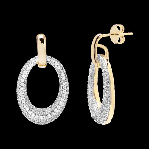BRONZALLURE GOLD PAVE CZ OVAL DROP EARRINGS - SIDE VIEW