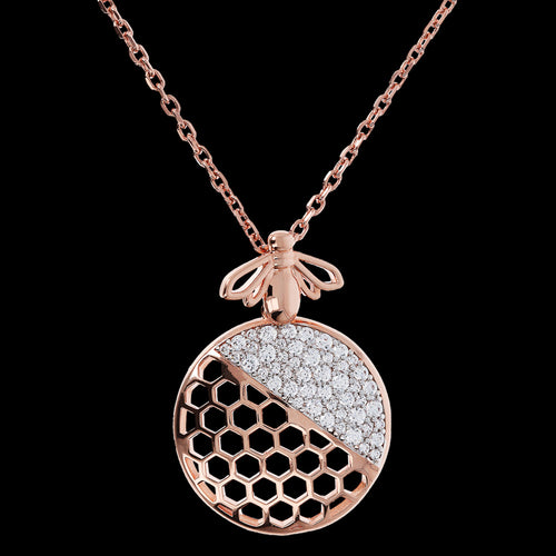 BRONZALLURE BEE HIVE ROSE GOLD NECKLACE