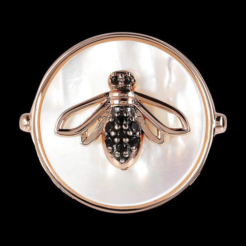 BRONZALLURE BEE WHITE MOTHER OF PEARL RING - TOP VIEW