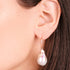 BRONZALLURE BAROQUE PEARL GOLDEN ROSE SHEER EARRINGS - MODEL VIEW