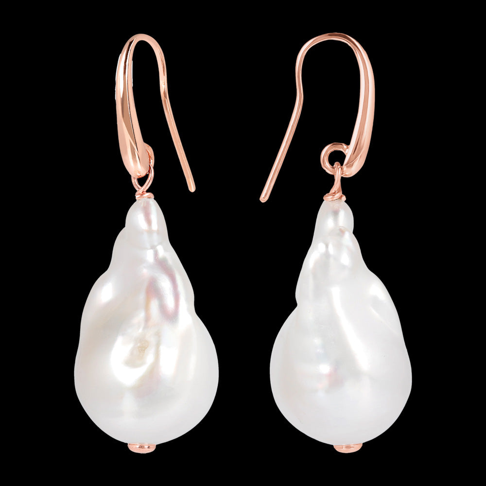 BRONZALLURE BAROQUE PEARL GOLDEN ROSE SHEER EARRINGS