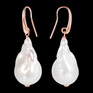 BRONZALLURE BAROQUE PEARL GOLDEN ROSE SHEER EARRINGS