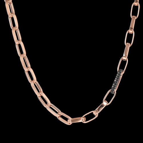 BRONZALLURE BOLD FORZATINA PAVE BLACK SPINEL DETAIL CHAIN NECKLACE