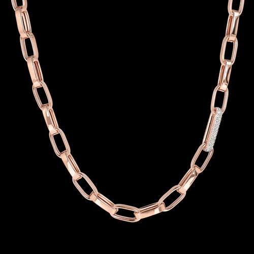 BRONZALLURE BOLD FORZATINA CZ PAVE DETAIL CHAIN NECKLACE