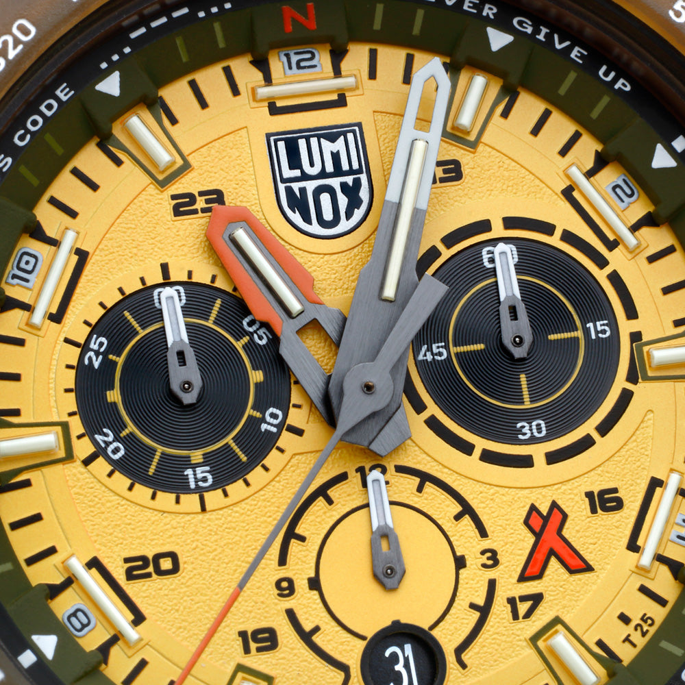 LUMINOX BEAR GRYLLS ECO MASTER #TIDE YELLOW WATCH 3745.ECO  - DIAL CLOSE-UP