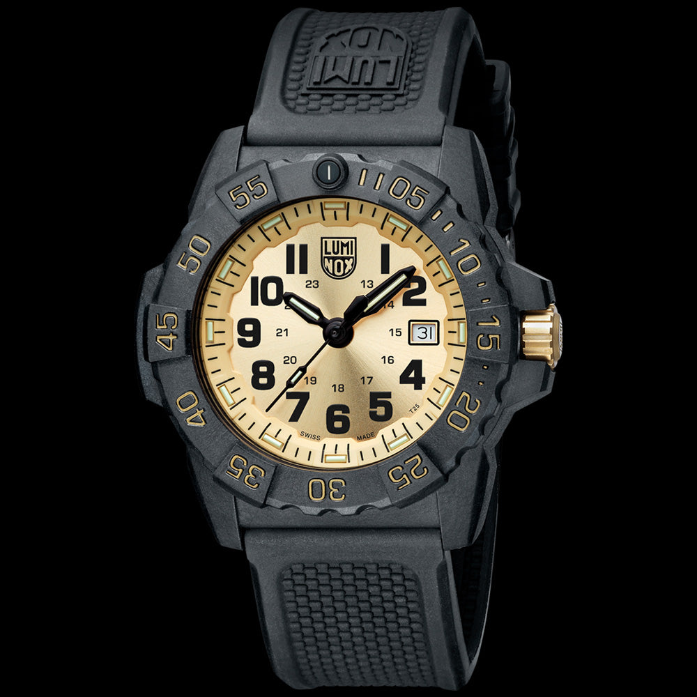 LUMINOX NAVY SEAL GOLD LIMITED EDITION MILITARY WATCH XS.3505.GP.SET - TILT VIEW