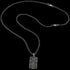 Save Brave black steel men's cross dog tag necklace full view.