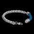 Side view of open Maximan Daybreak men's blue leather steel chain bracelet