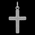 Close-up of faith cross pendant from men's faith cross & wing stainless steel necklace.