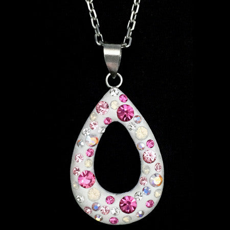 STERLING SILVER PINK OVAL SPARKLE NECKLACE