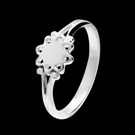 STERLING SILVER FLOWER SIGNET RING