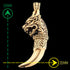 Infographic showing measurements of a gold dragon tooth men's pendant.
