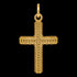 Close-up of faith cross pendant from men's faith cross & wing gold stainless steel necklace.