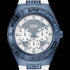 Close-up of Guess Luna sky blue ladies sport watch.