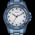 Close-up of Guess Pinwheel sky blue ladies sport watch.