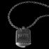 Close-up of Police Men In Black stainless steel dog tag limited edition necklace.