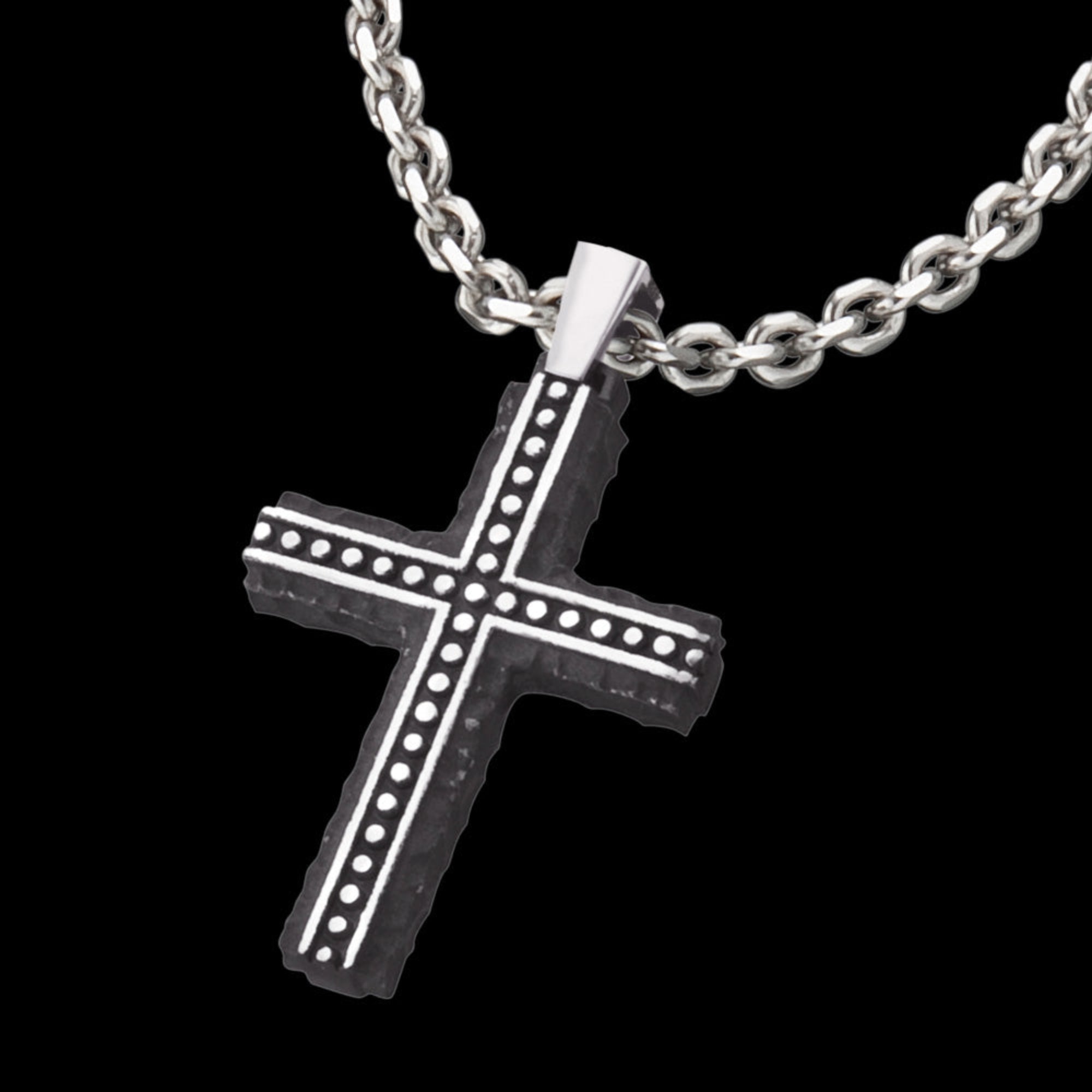 Rough Edge Black Steel Cross Men's Necklace | Save Brave Australia