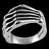 Top view of stainless steel men's skeleton hand ring.