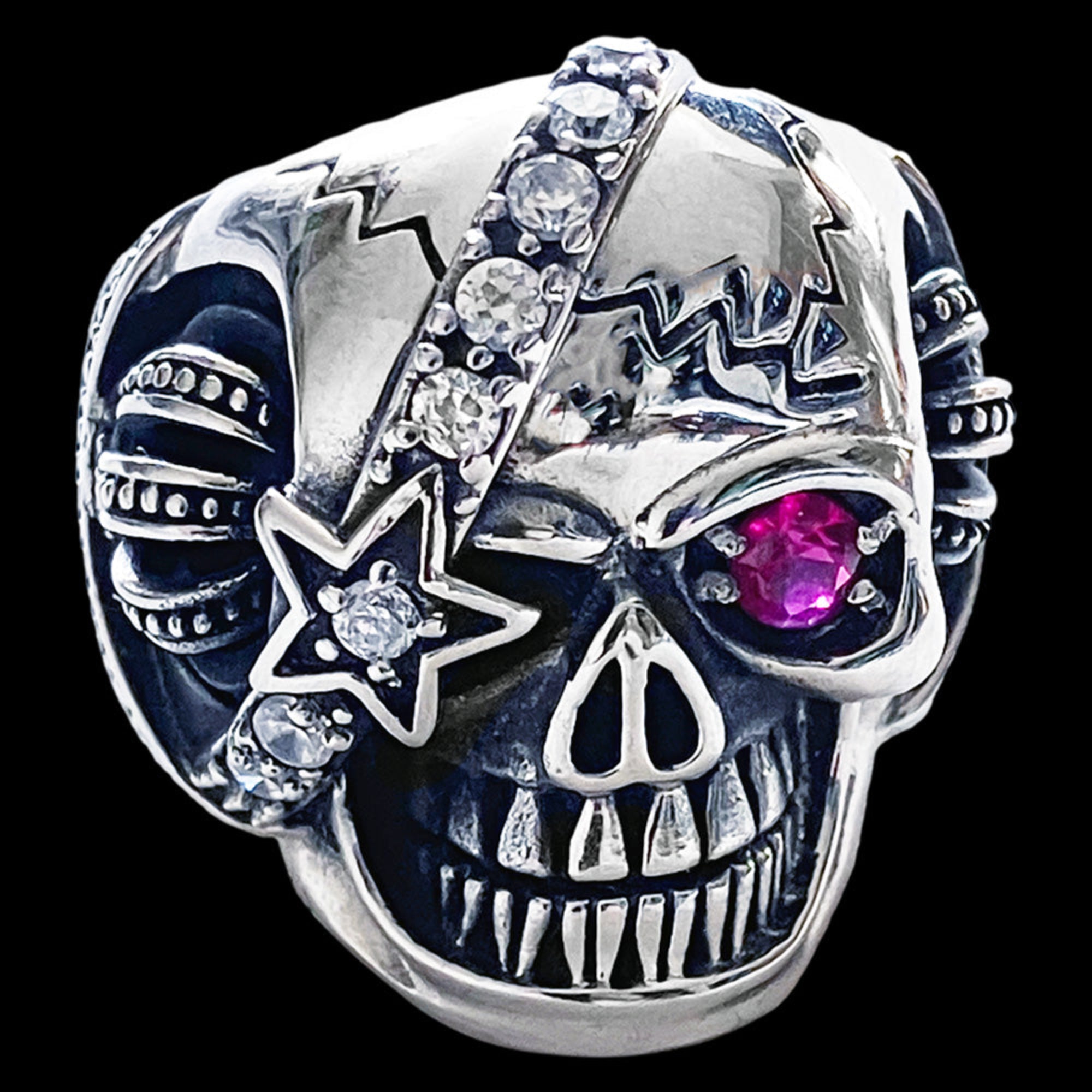 Stainless Steel Men's Biker Skull Eye Patch Ring | Australia