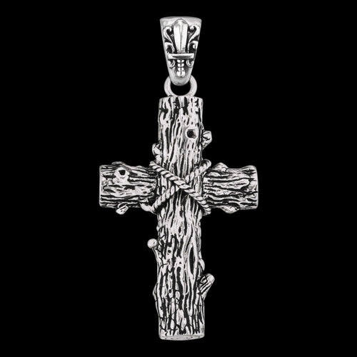Save Brave Sterling Silver Lashed Wood Cross Pendant.
