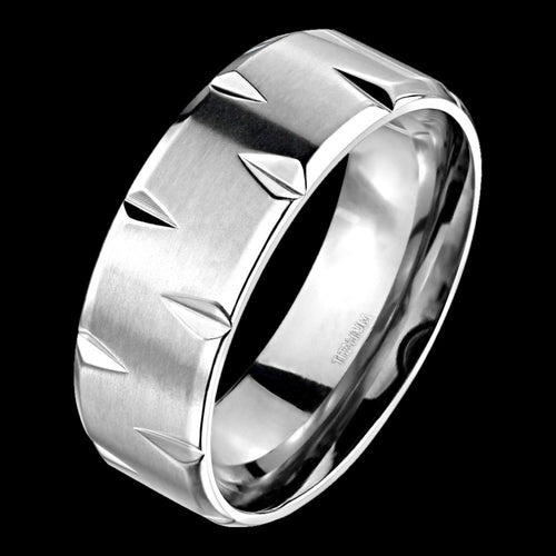 Titanium Men's Matt Finish Notched Edge Ring | Australia