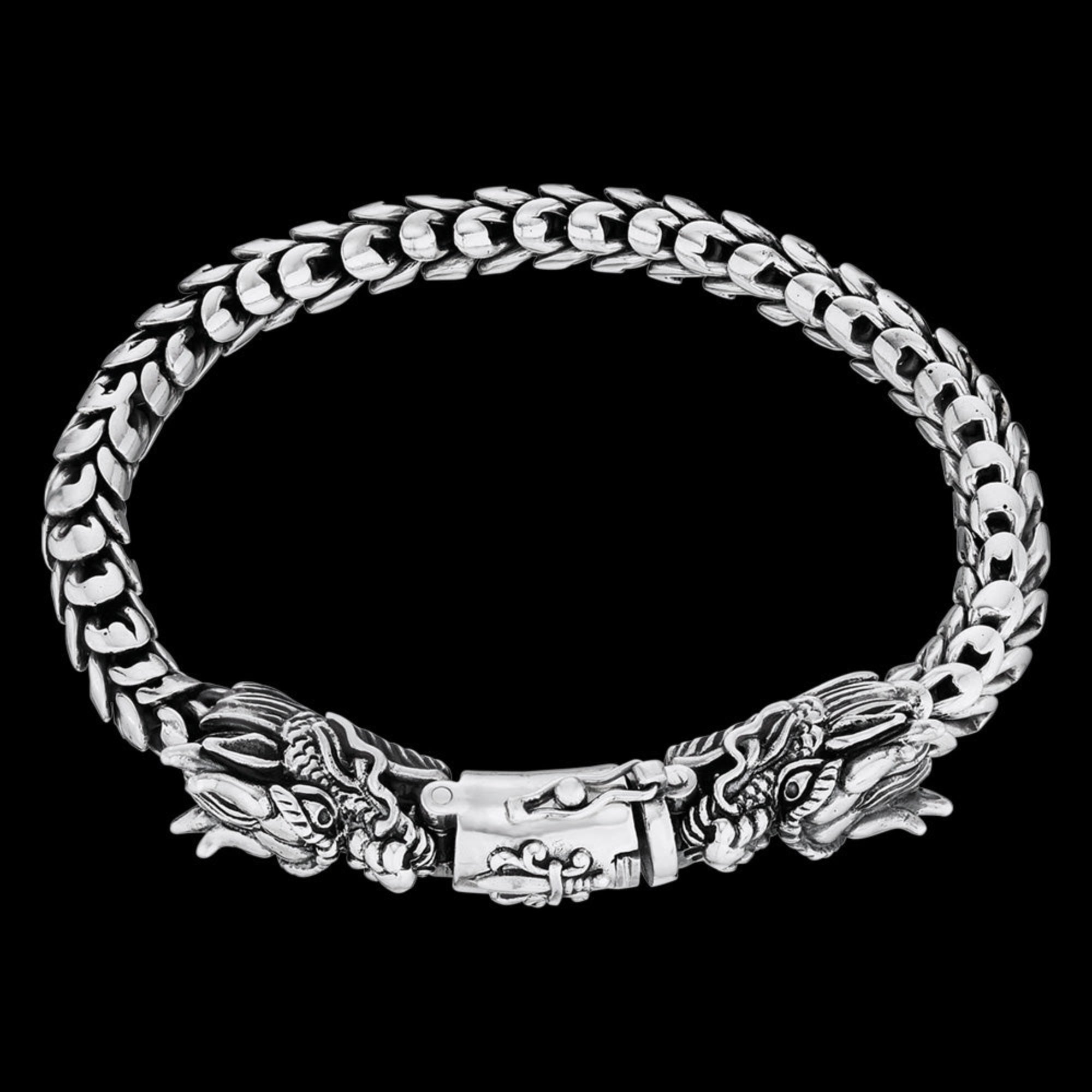 Twin Dragon Heads Men's Sterling Silver Bracelet | Save Brave Australia